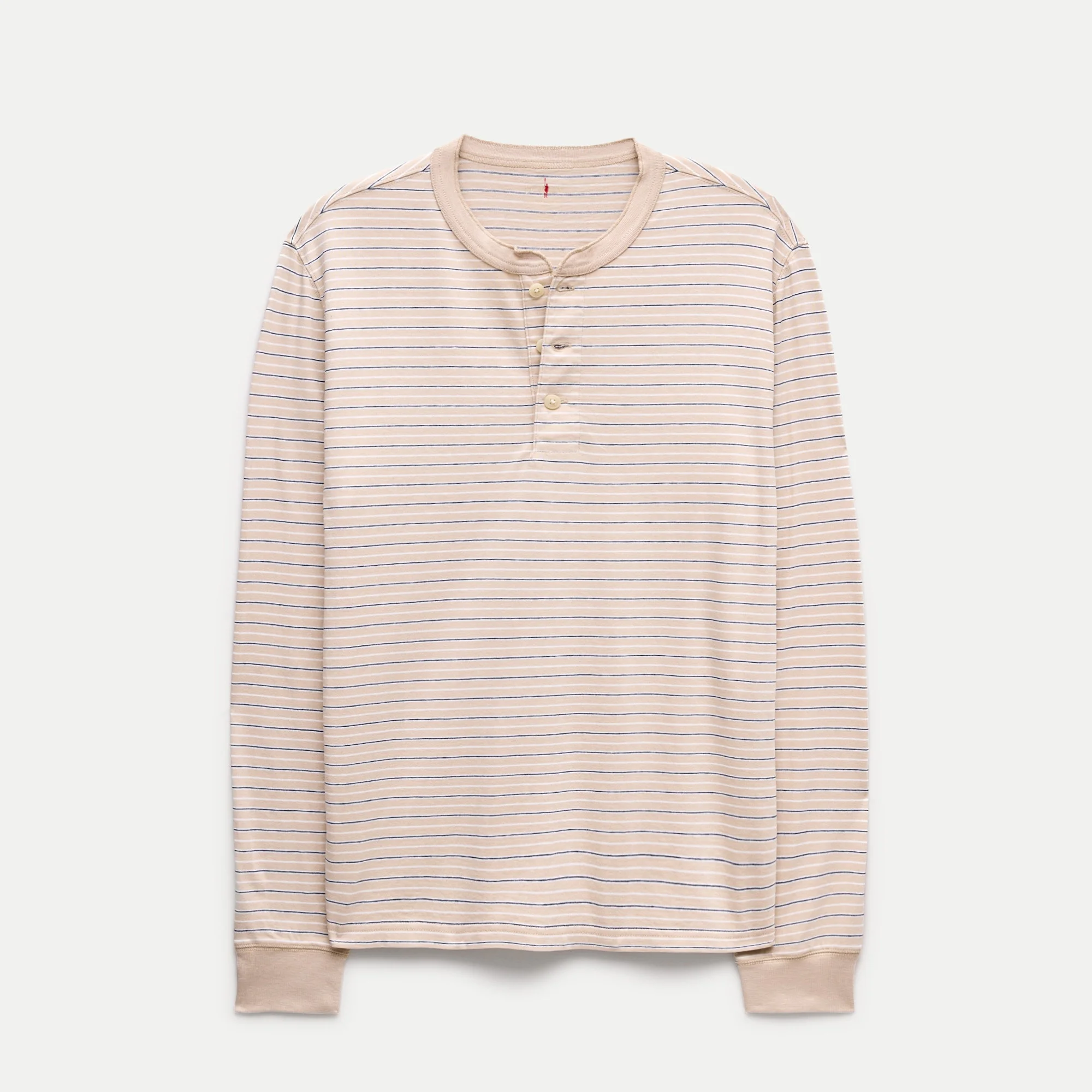 Vintage-wash cotton henley in stripe - 1