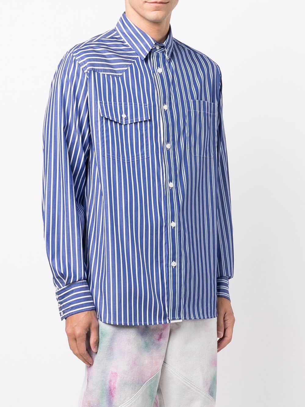 panelled striped shirt - 3