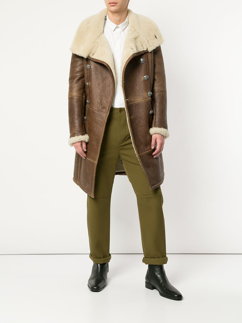 Balmain shearling double-breasted coat outlook