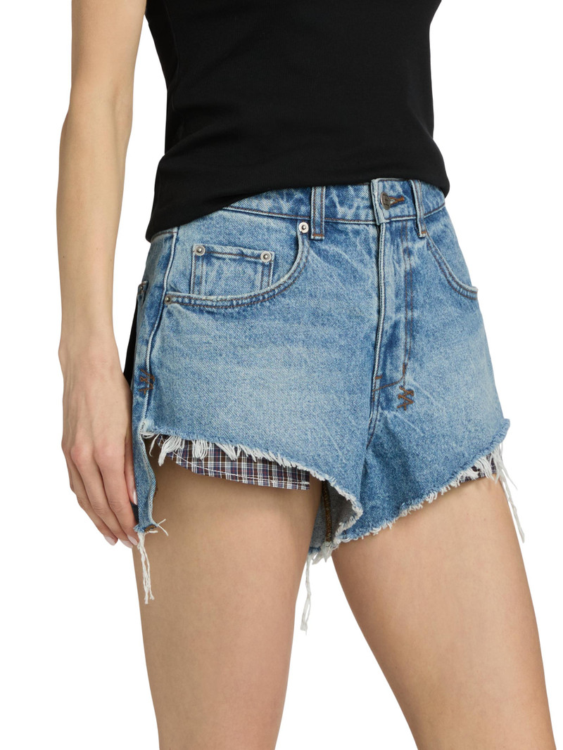 Women's Future Memory Kut Off Plaid Pocket Denim Shorts - Denim 4