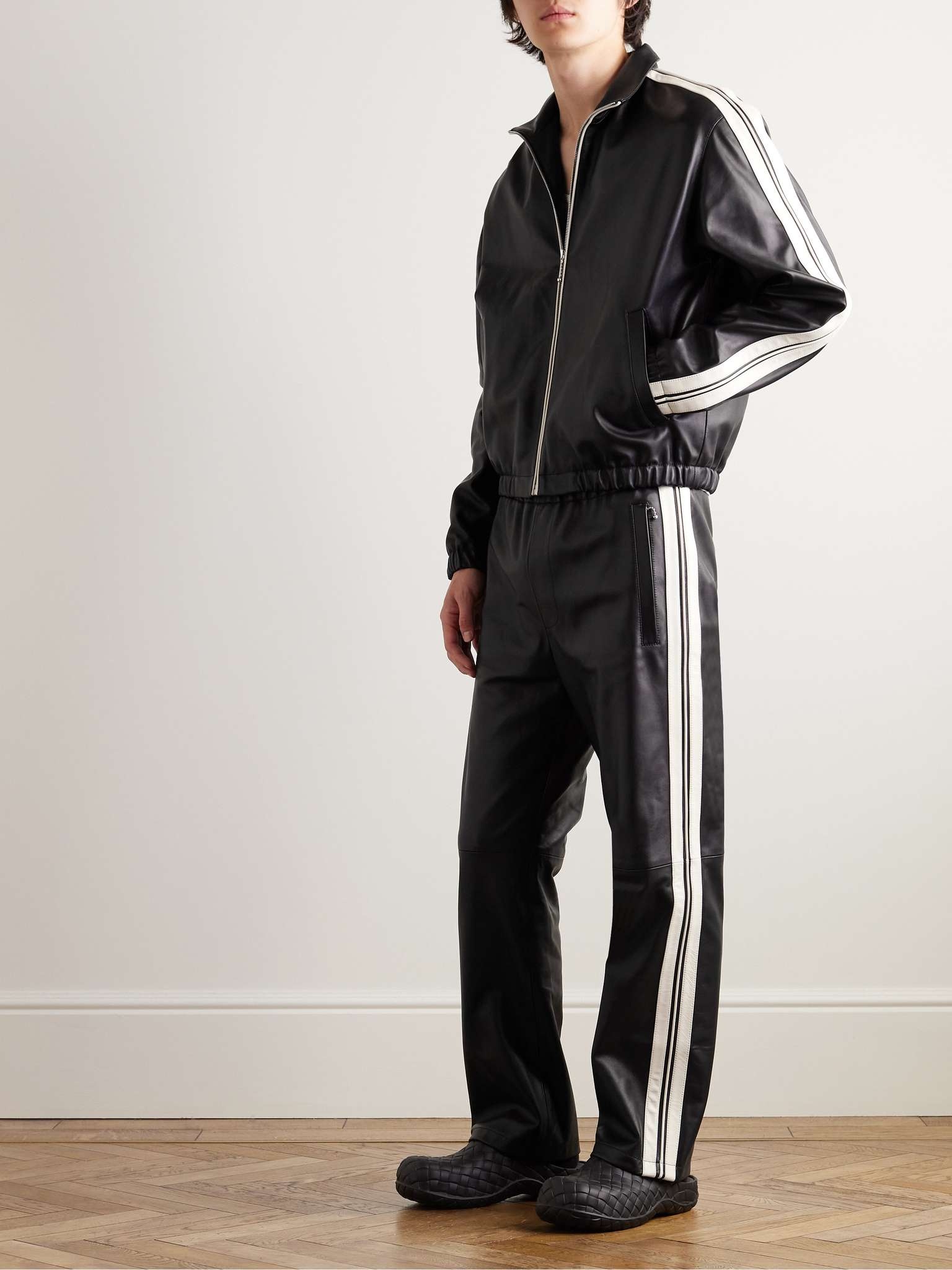 Striped Nappa Leather Track Jacket - 2