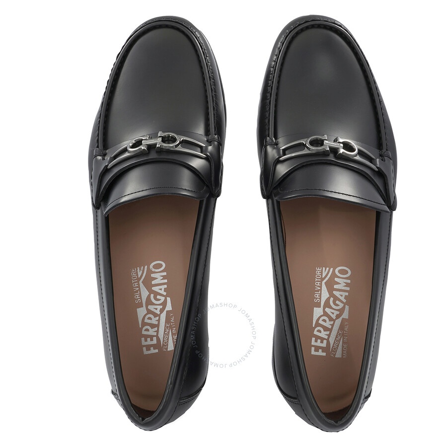 NEW SALVATORE FERRAGAMO men\'s mathias leather gancnini moccasin in black Ferragamo Salvatore Ferragamo Mathias Black Leather Gancnini  main image 2