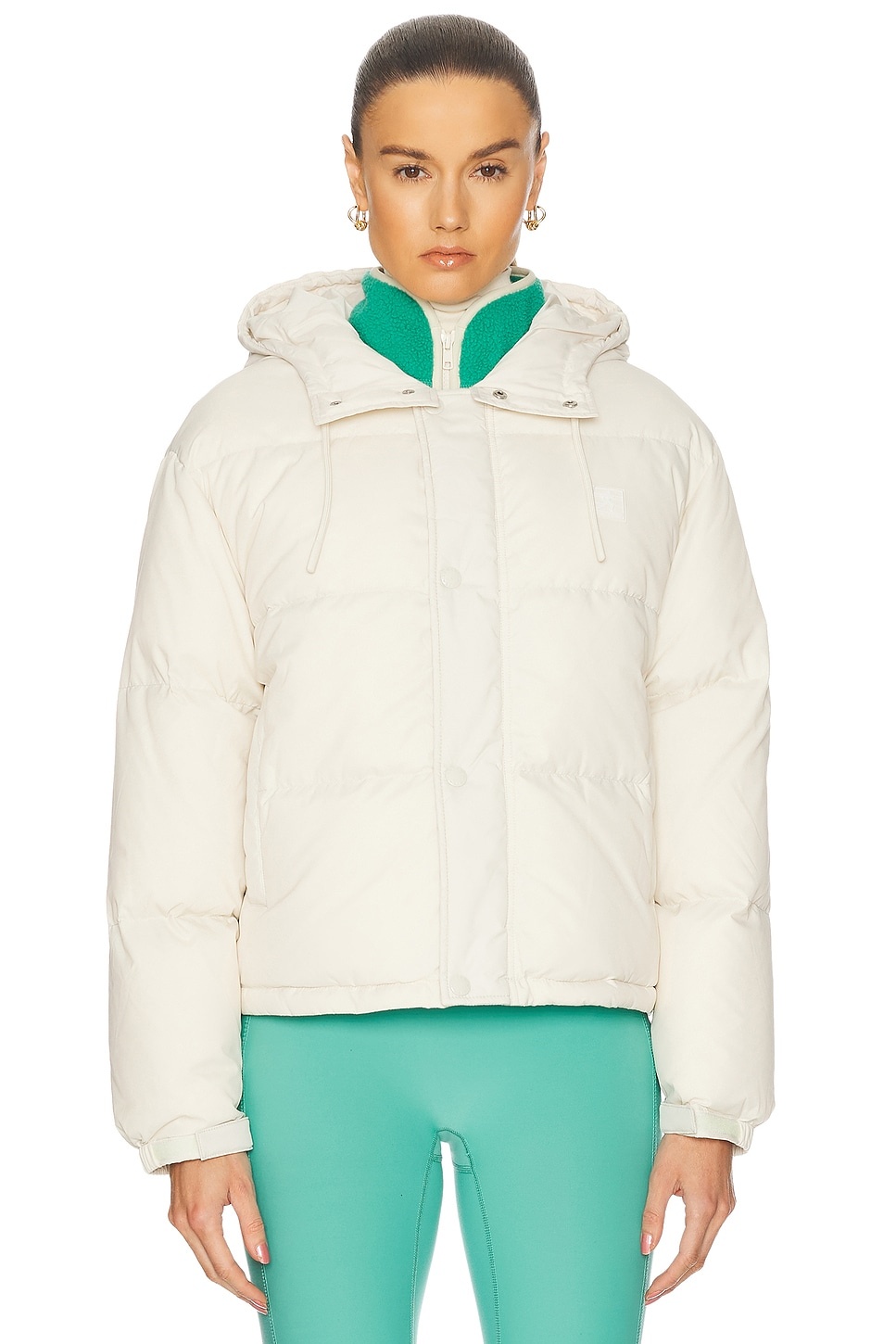 Running Woman Hooded Down Jacket - 1