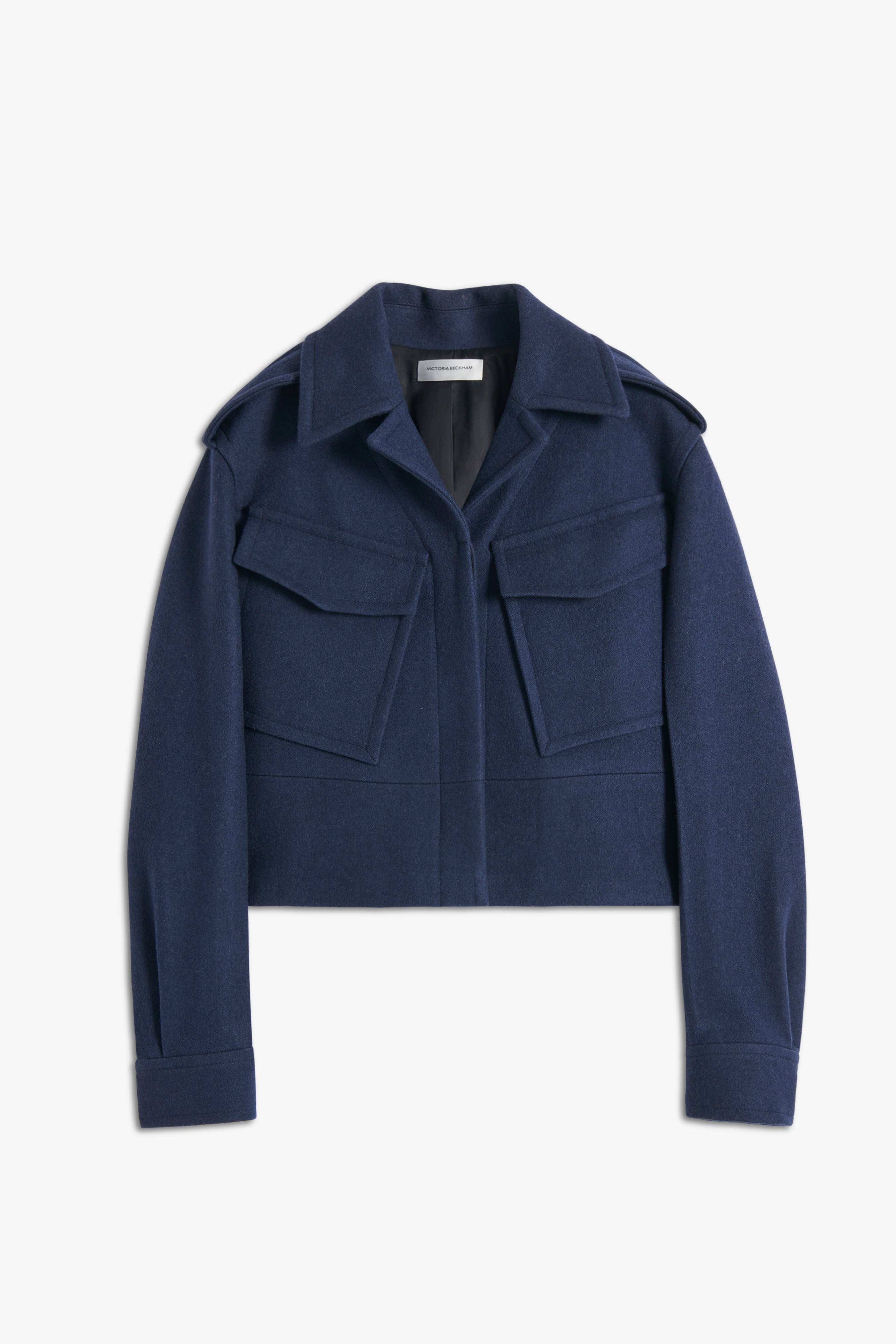 Cropped Utility Jacket in Steel Blue - 1
