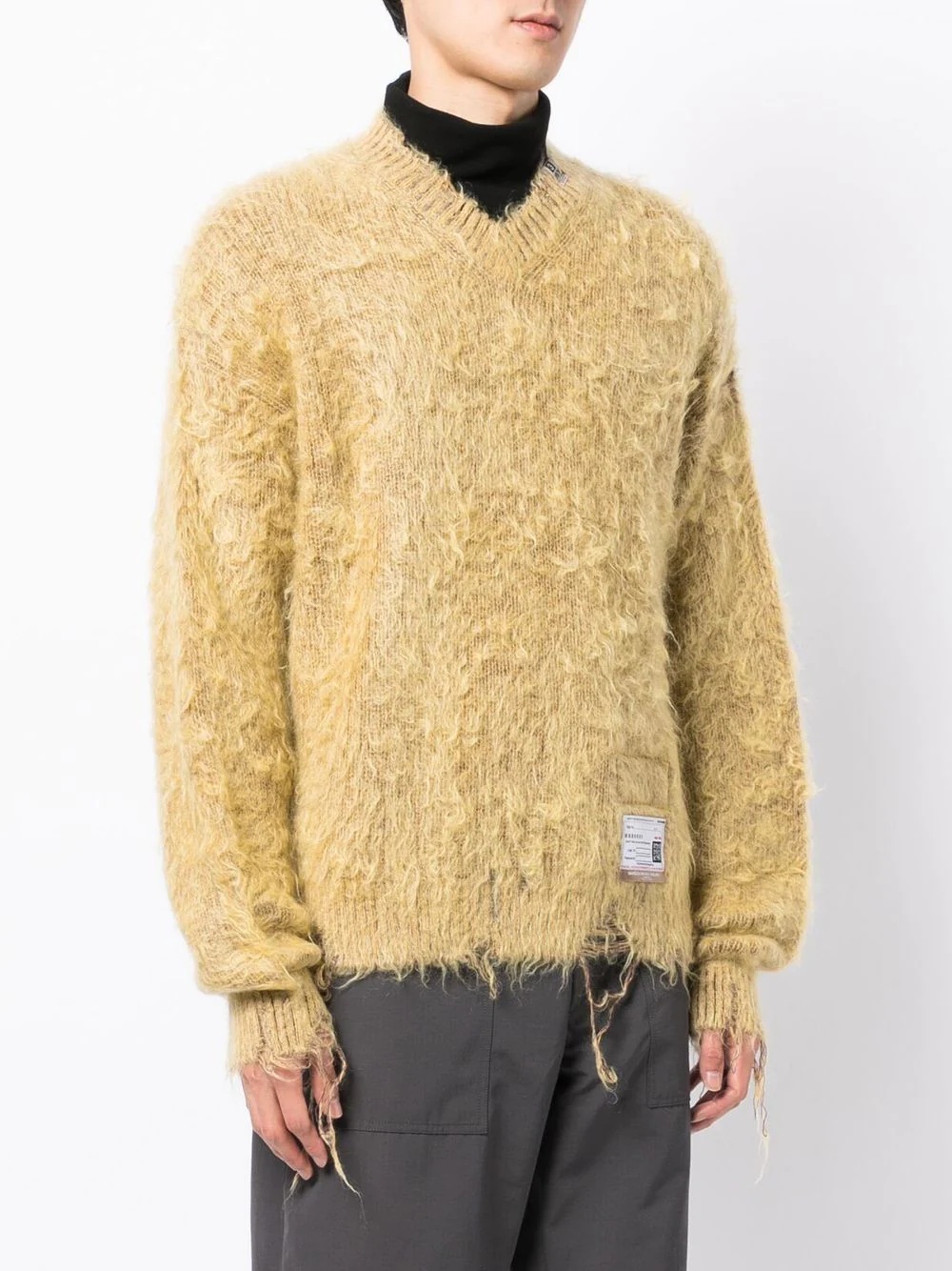 V-neck distressed wool-blend sweater - 3