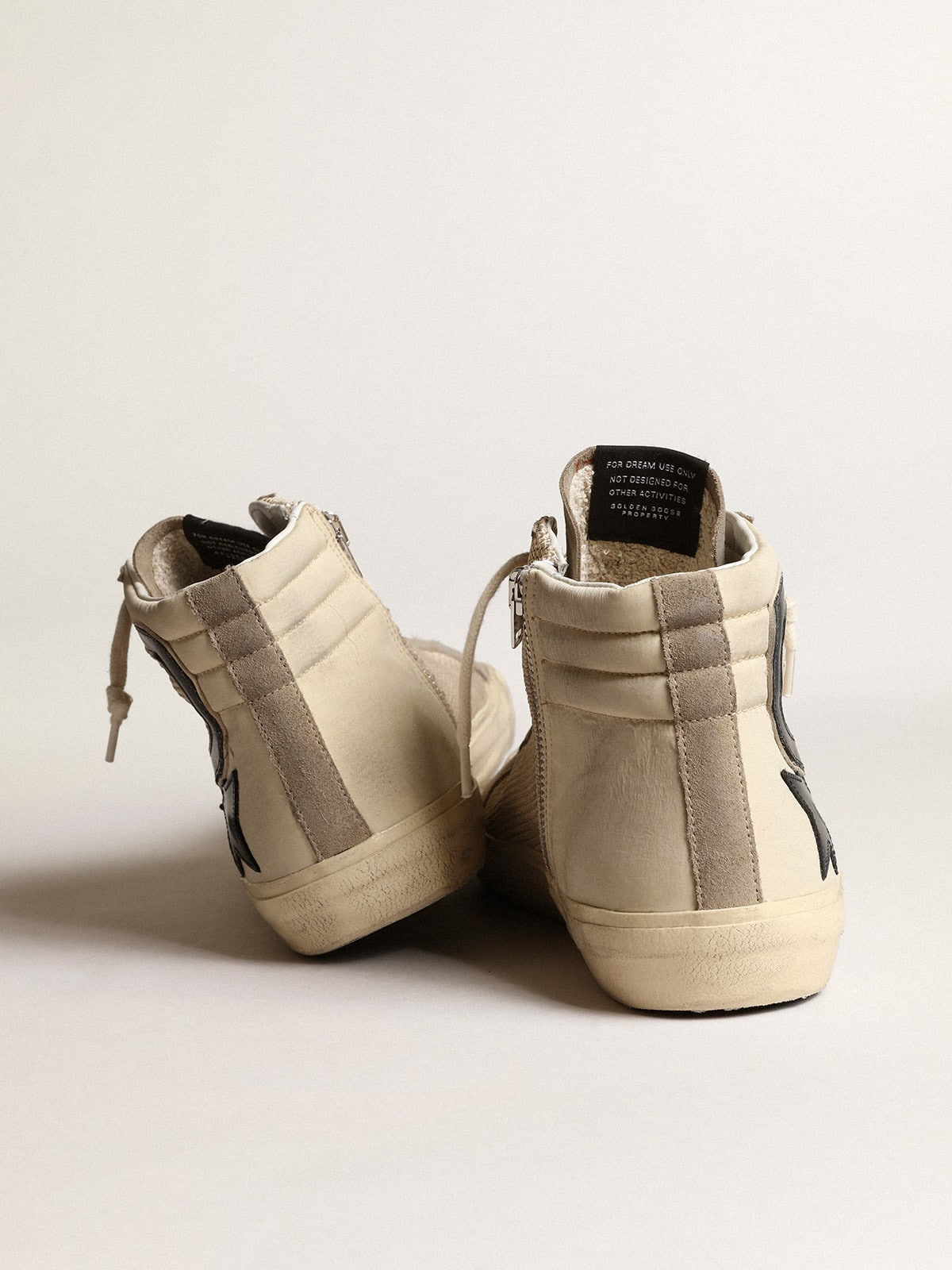 Slide in beige mesh and nylon with blue leather star and flash - 5
