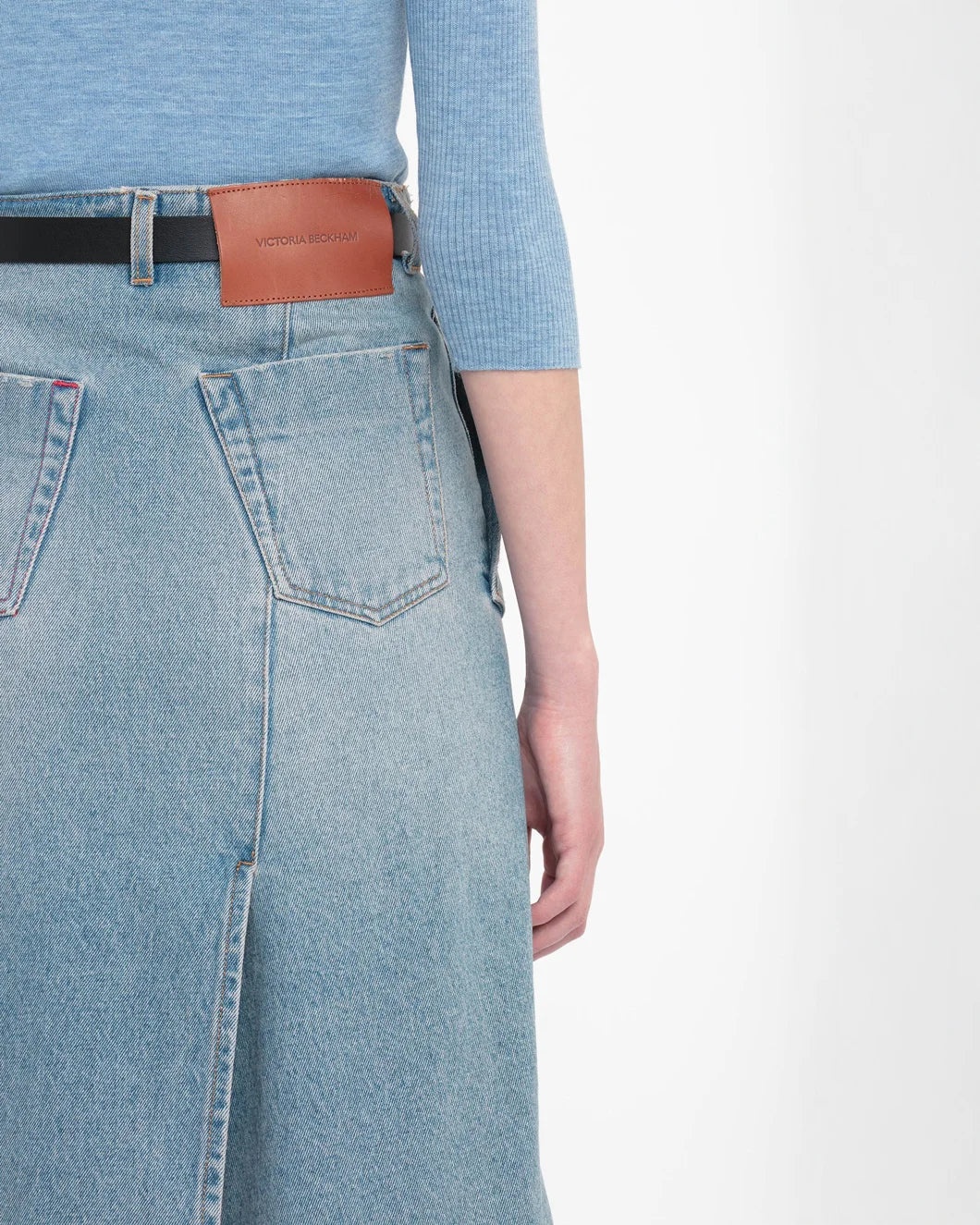 DENIM WRAP DETAIL SKIRT - 6