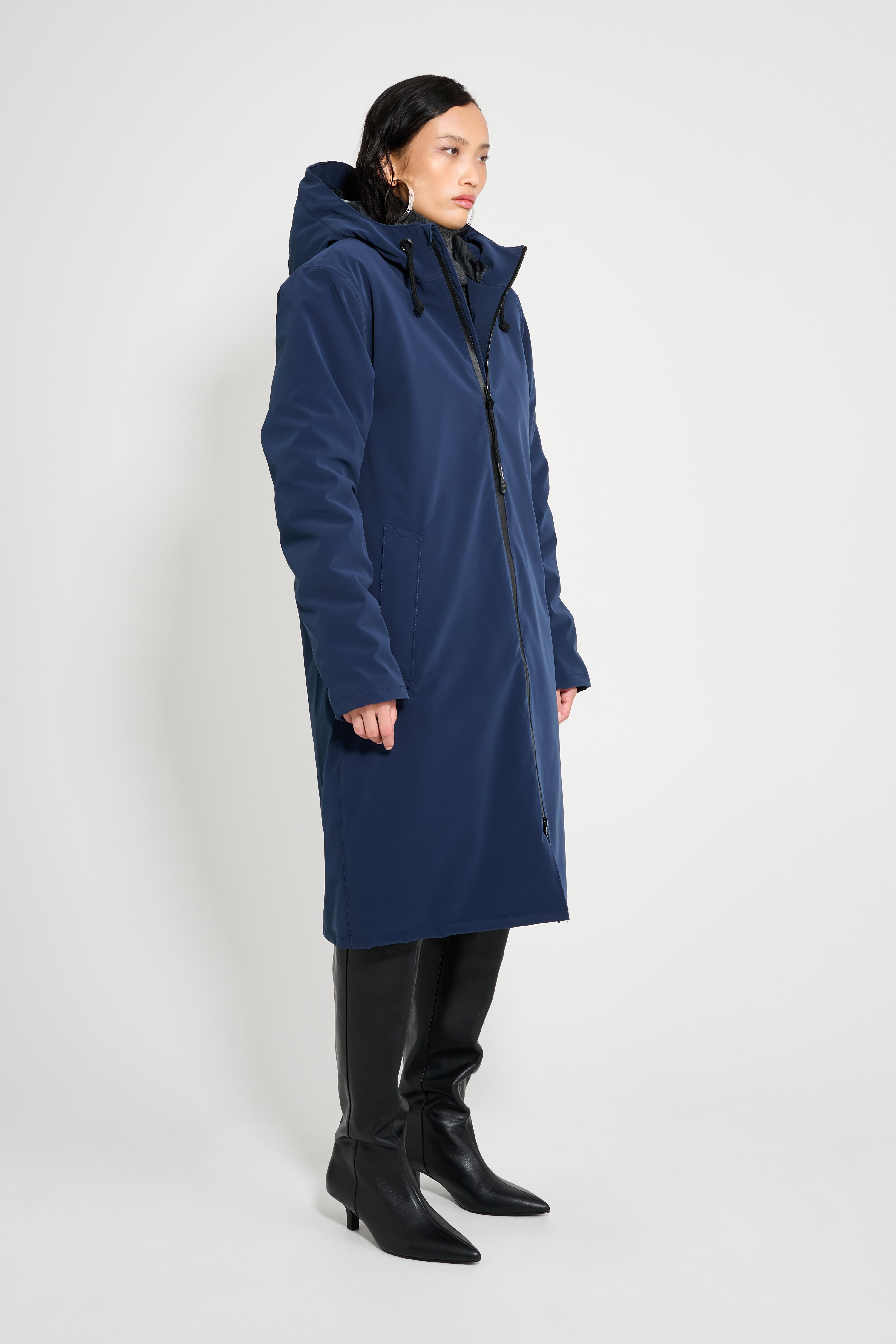 Stockholm Long Matte Winter Coat Navy - 3
