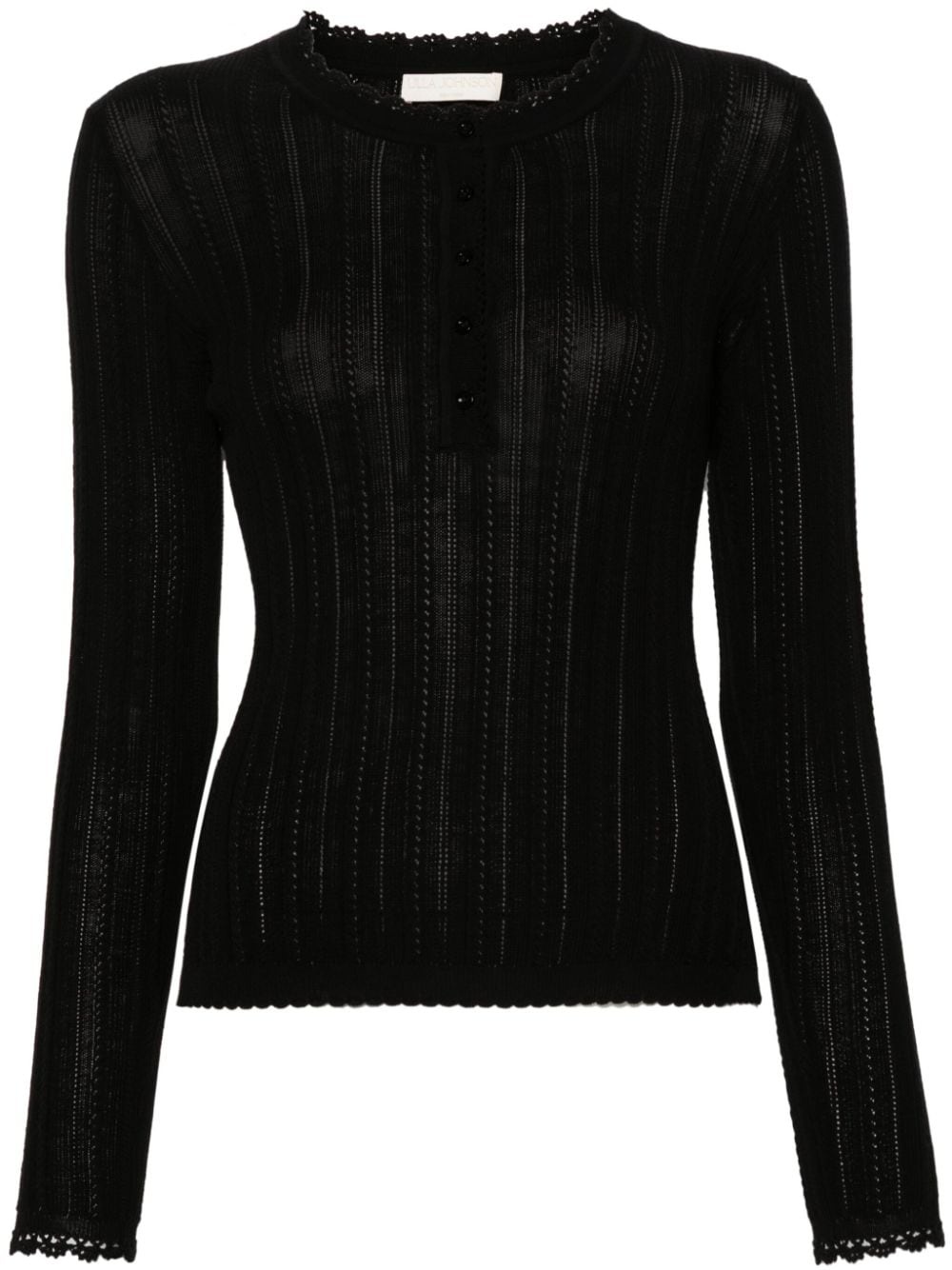 Delia pointelle-knit cardigan - 1