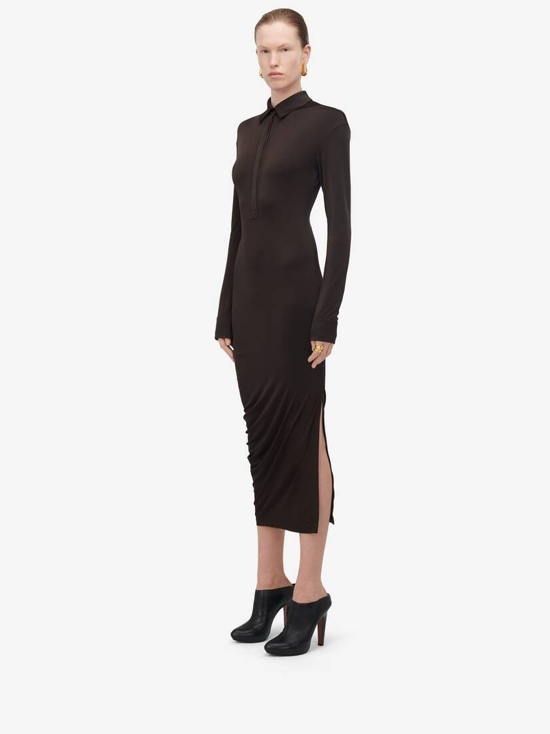 Women's Fitted Shirt Dress in Ebony 5