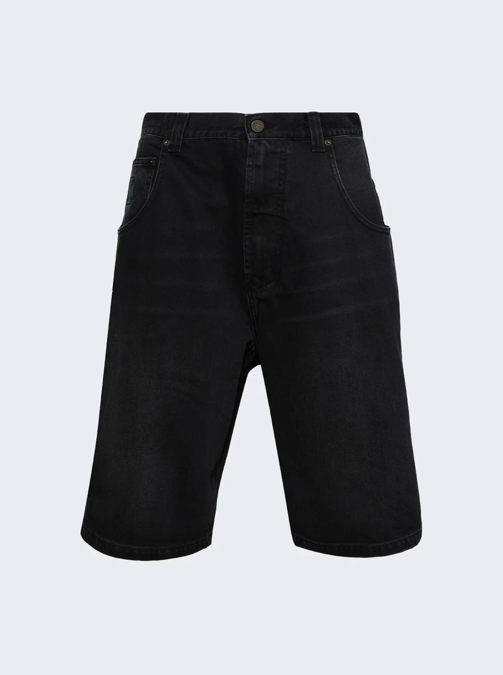 Aplique Biker Cross Hip-hop Denim Shorts Washed Black - 1