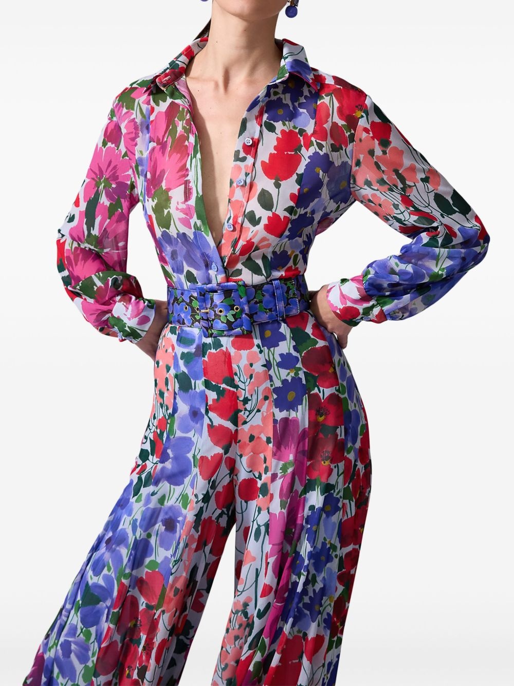 Jardin-print palazzo trousers - 4