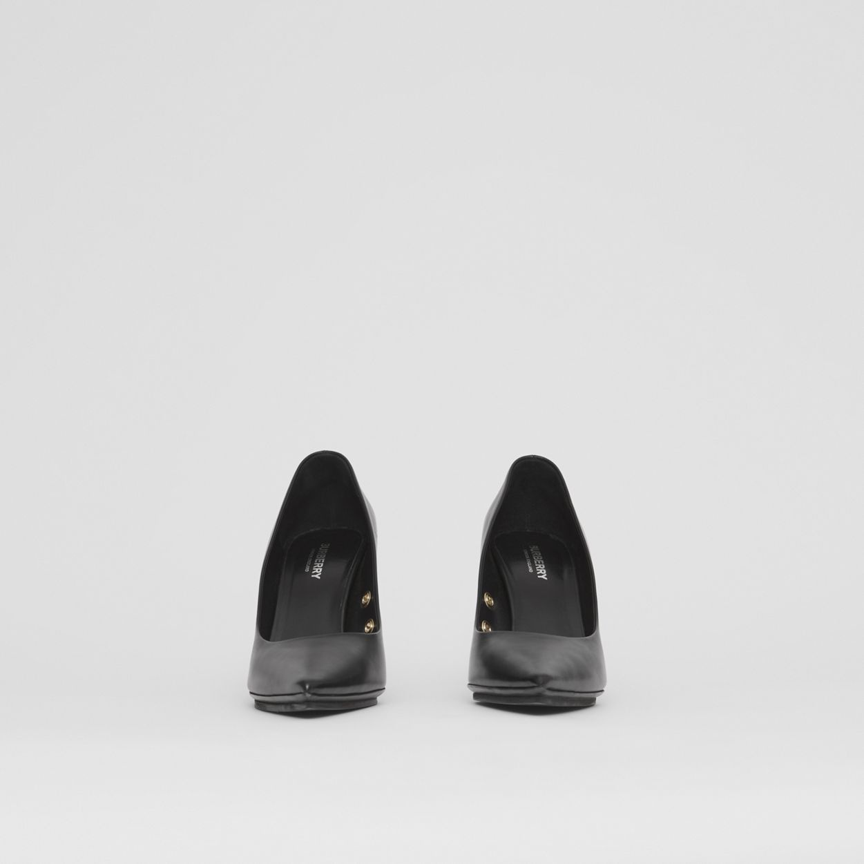 Eyelet Detail Leather Point-toe Pumps - 4
