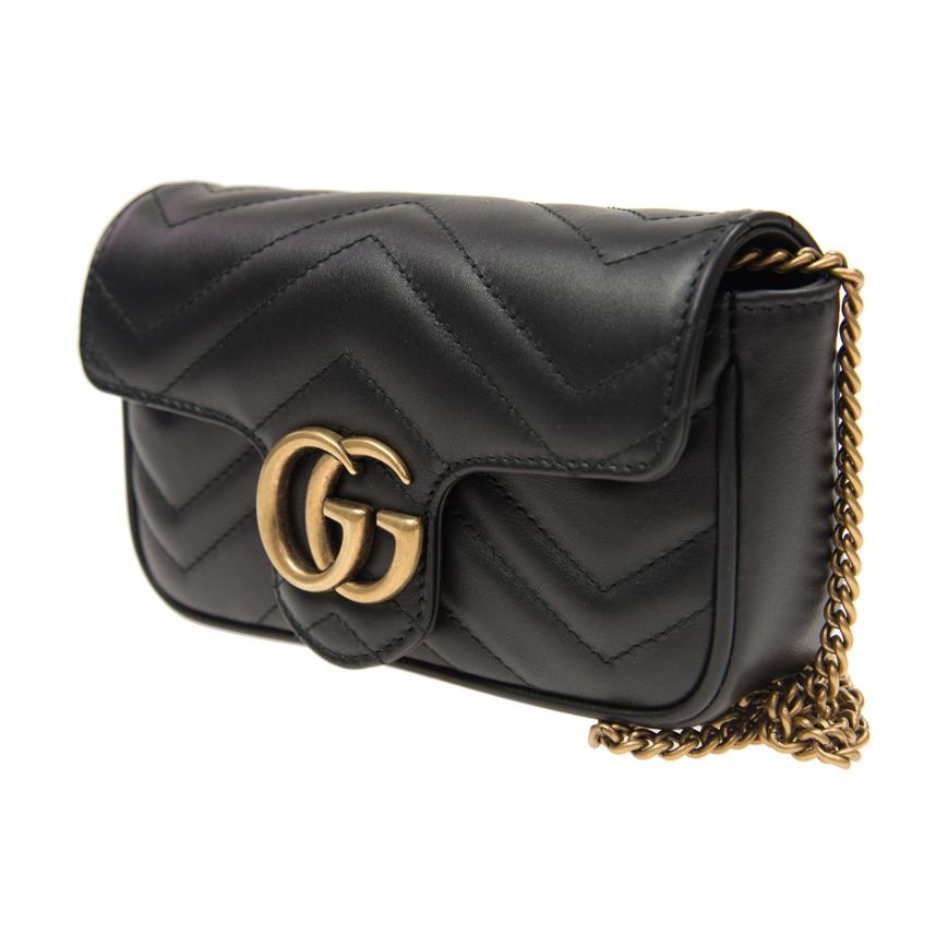 (WMNS) Gucci GG Marmont Matelasse leather super mini bag 'Black' 476433-DSVRT-1000 - 2