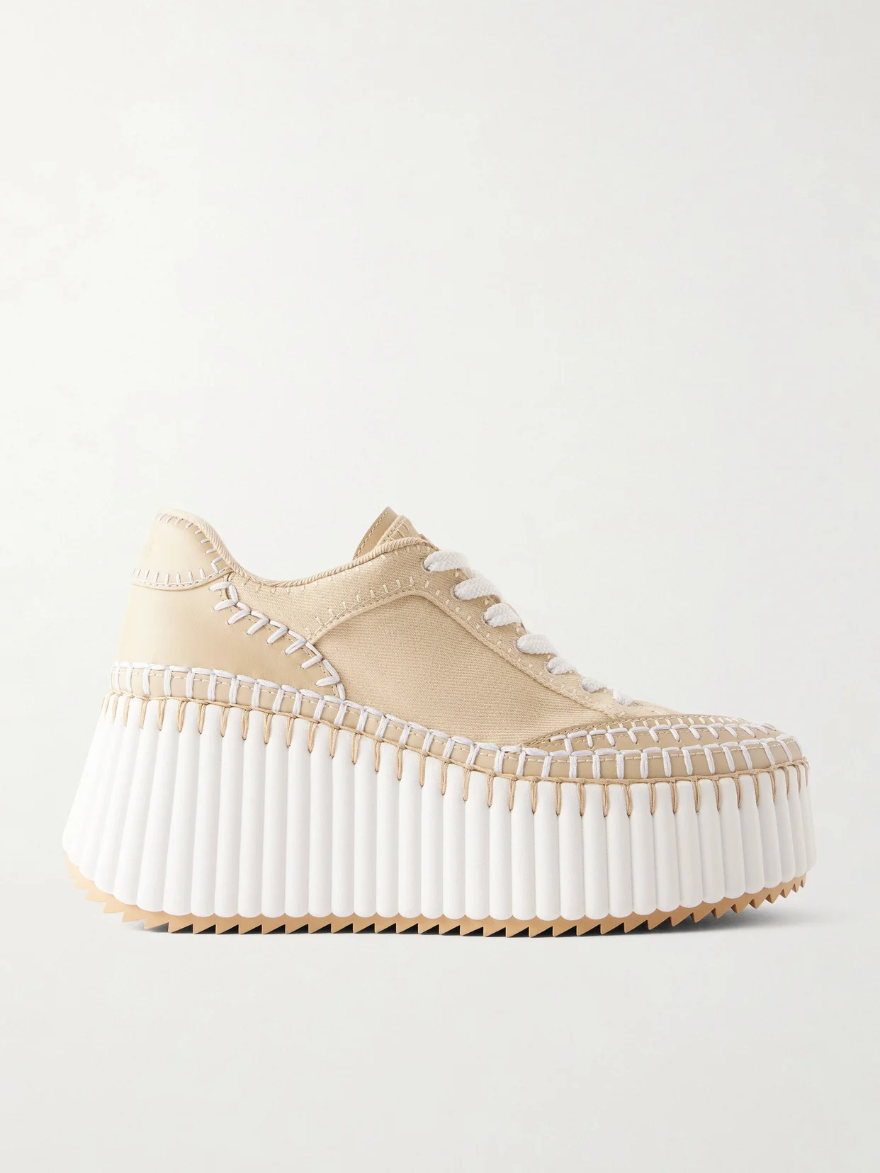 Nama Canvas And Leather Platform Sneakers - 1