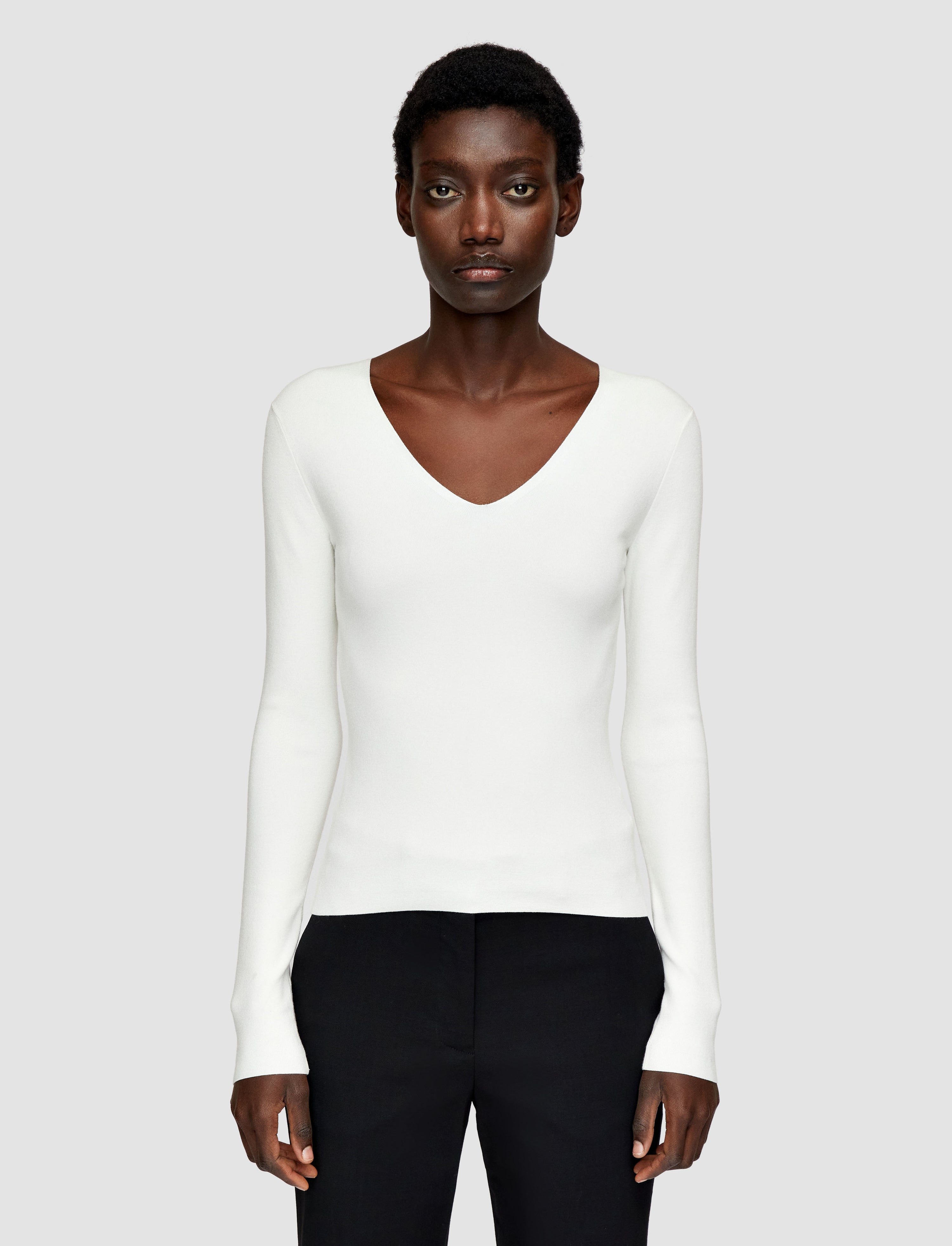 Silk Stretch V Neck Top - 3