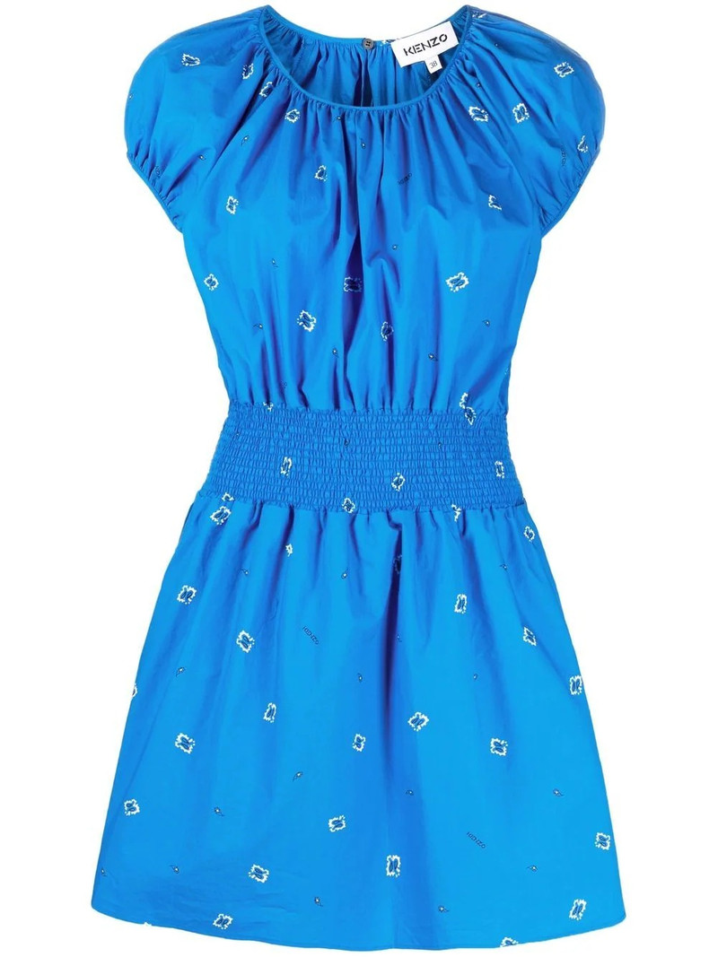 logo-embroidered bandana-print mini dress 1