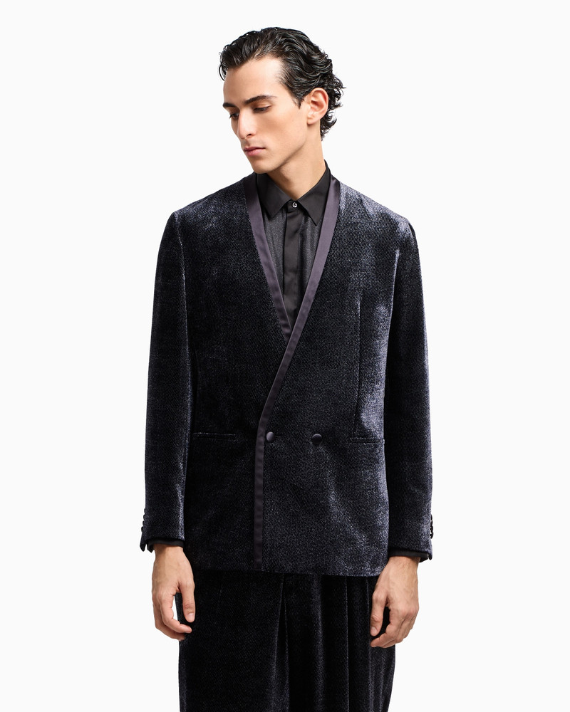 GIORGIO ARMANI GIORGIO’S DOUBLE-BREASTED TUXEDO JACKET IN MICRO DEVORÉ VELVET outlook