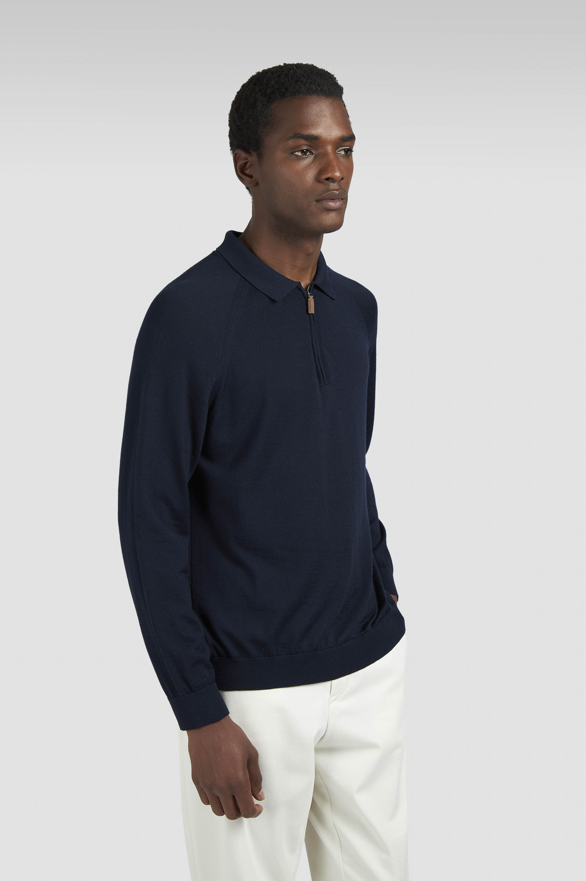 ZIPPED WOOL CASHMERE POLO SHIRT - 6