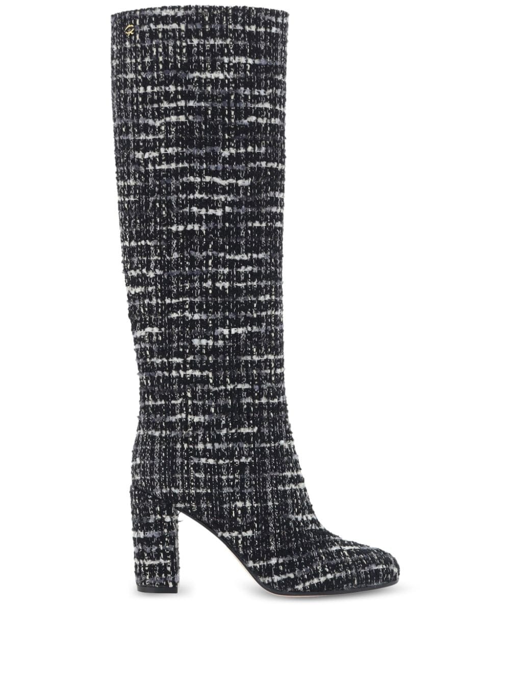 below-the-knee tweed boots - 1