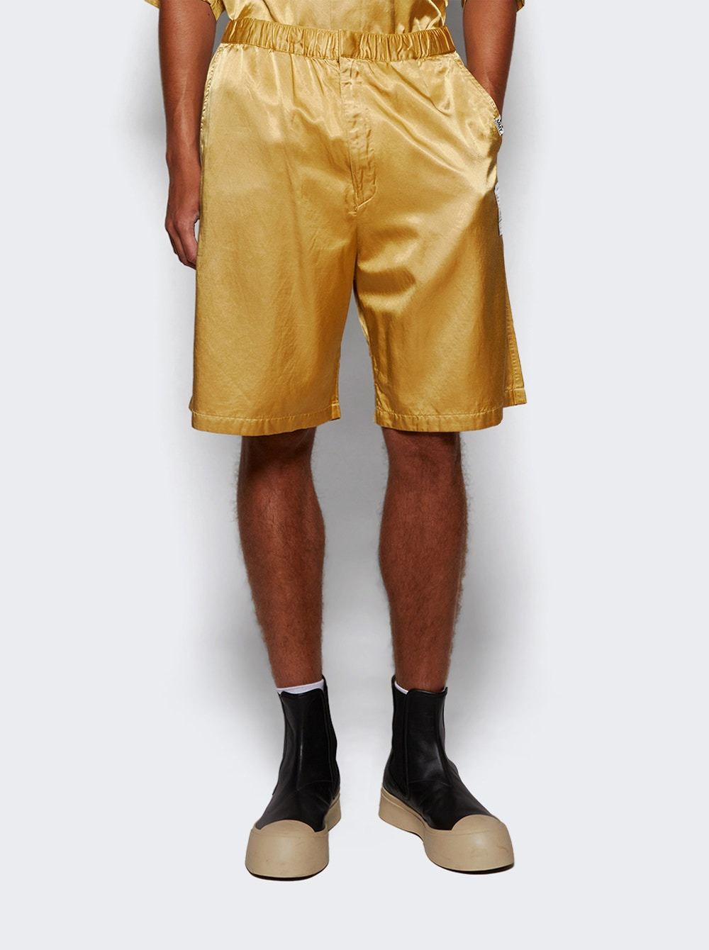 Aged Satin Shorts Yellow - 2