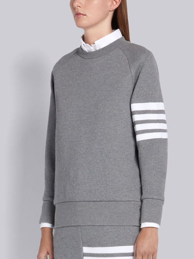 Thom Browne Medium Grey Waffle Crewneck 4-Bar Sweatshirt outlook