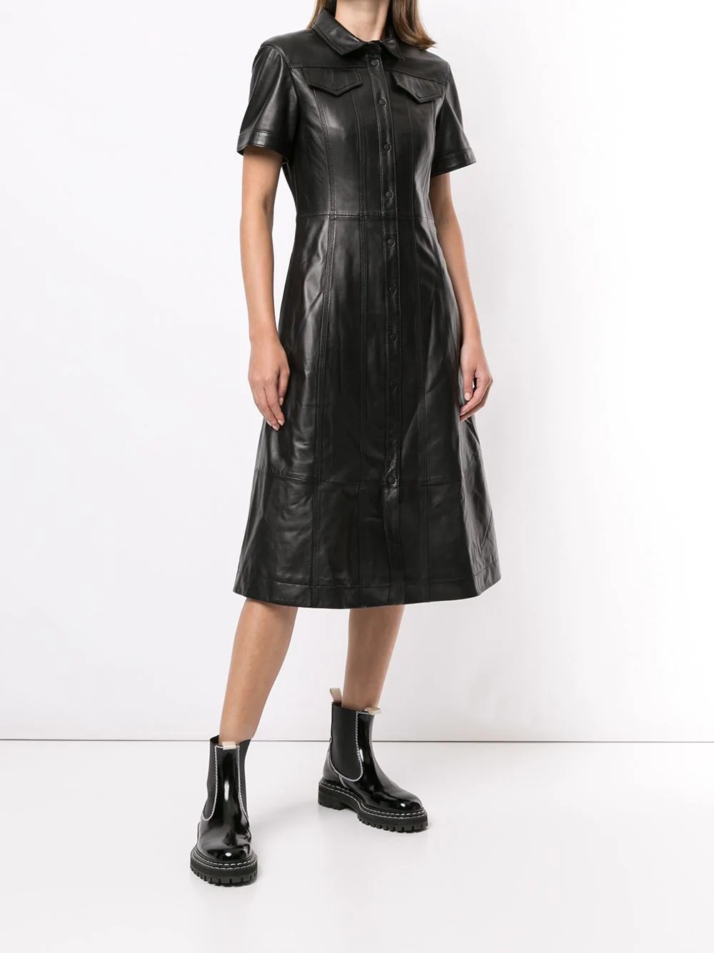 nappa leather shirtdress - 2