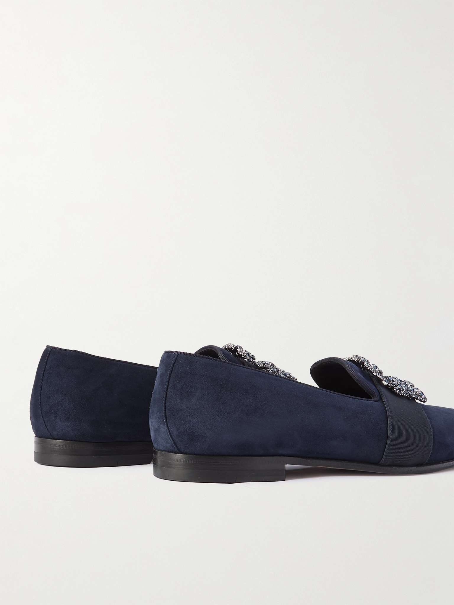 Carlton Crystal-Embellished Grosgrain-Trimmed Suede Loafers - 5