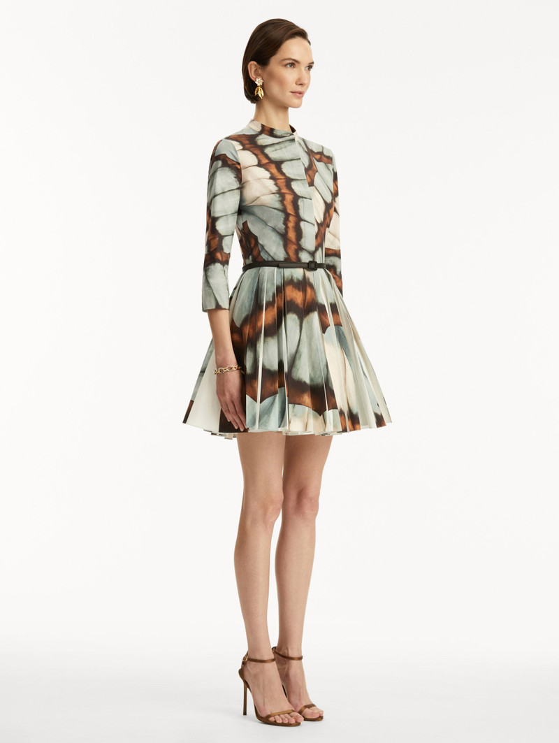 ABSTRACT BUTTERFLY COTTON POPLIN MINI DRESS 4