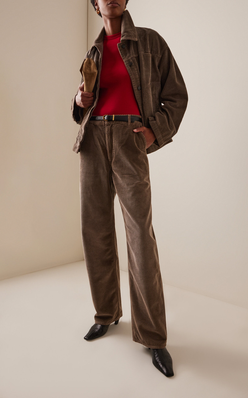 KALLMEYER Distressed High-Rise Straight-Leg Jeans brown outlook