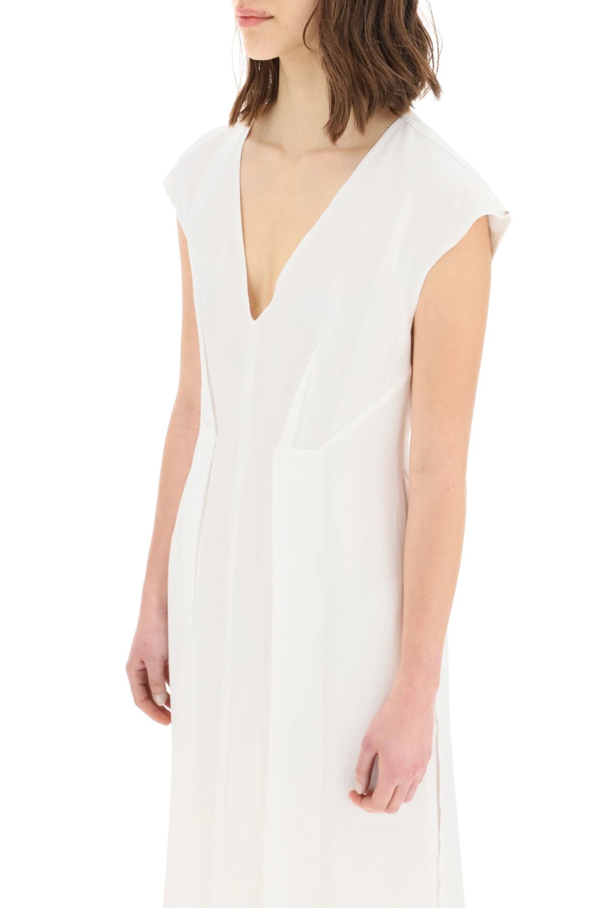 RAMIE AND VISCOSE MIDI DRESS - 5