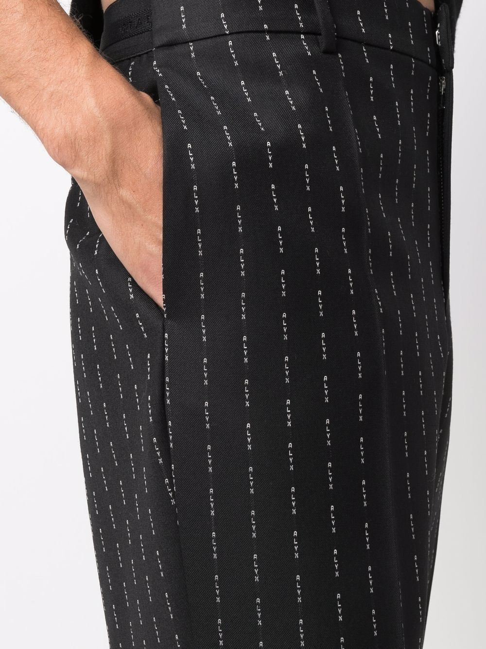 logo-pinstriped tailored trousers - 5