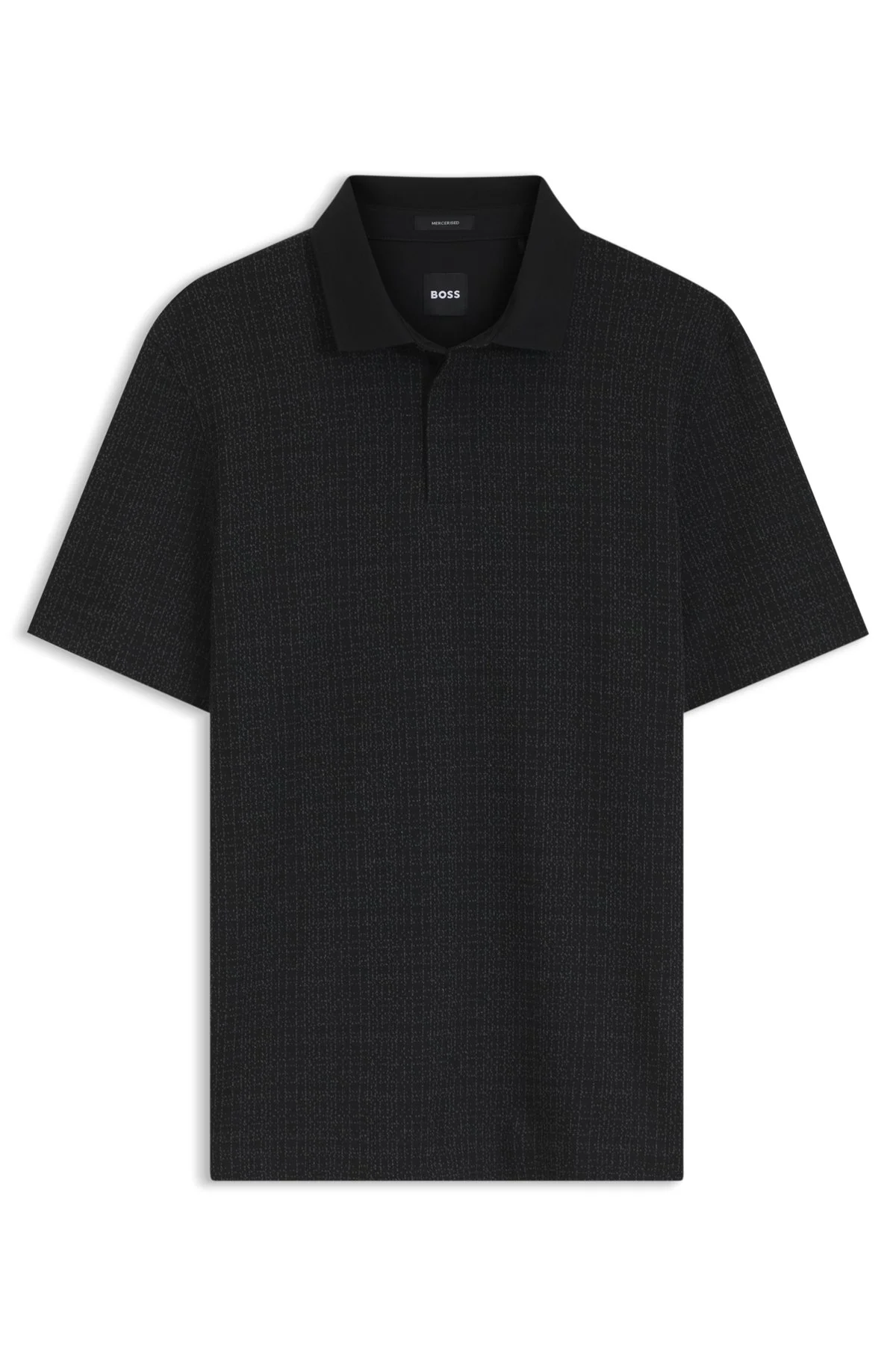 COTTON POLO SHIRT WITH TWO-TONE JACQUARD - 1