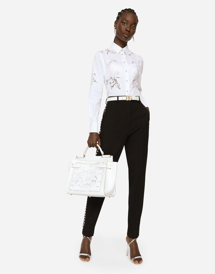 Poplin shirt with lace openwork - 4