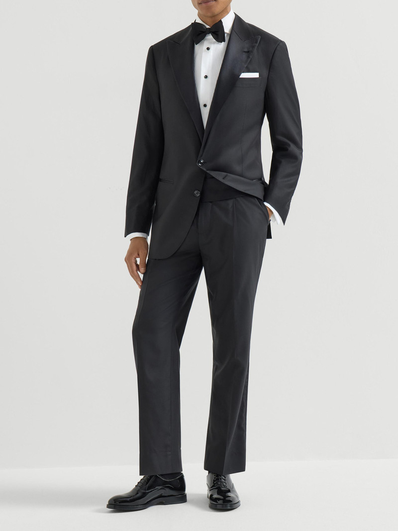 Men's Cotton Twill Slim Fit Tuxedo Shirt with French Cuff - Off White 6