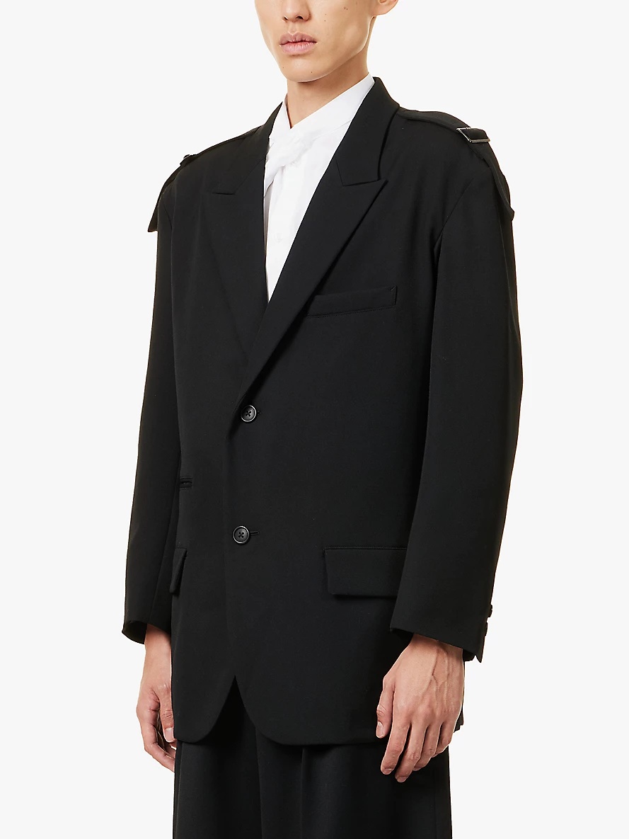 Peak-lapel single-breasted wool blazer - 3