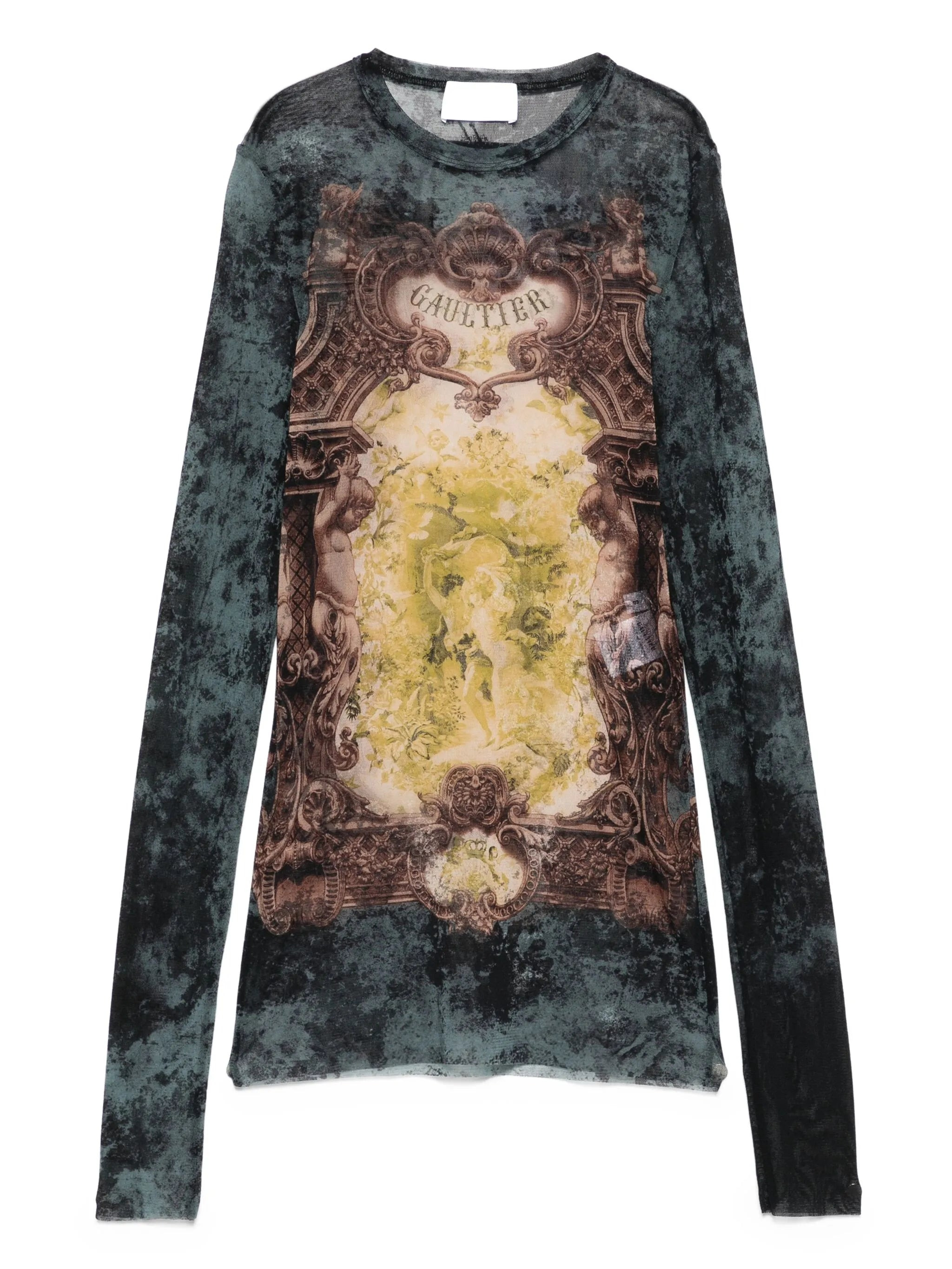 Jean Paul Gaultier Baroque-print Mesh T-shirt - 4