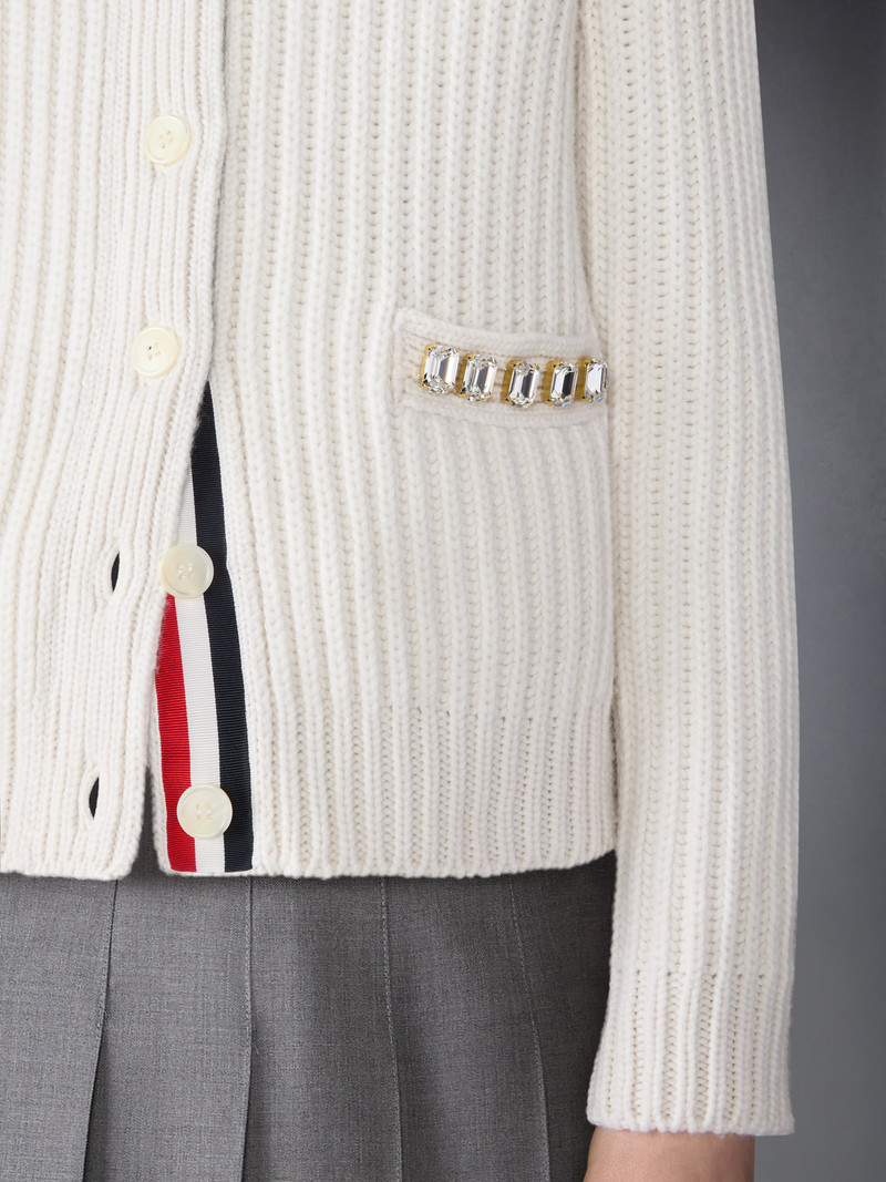 SWAROVSKI CRYSTAL HALF STITCH CASHMERE CARDIGAN 6