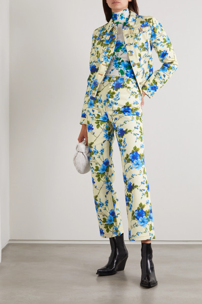 Richard Quinn Floral-print denim jacket White outlook