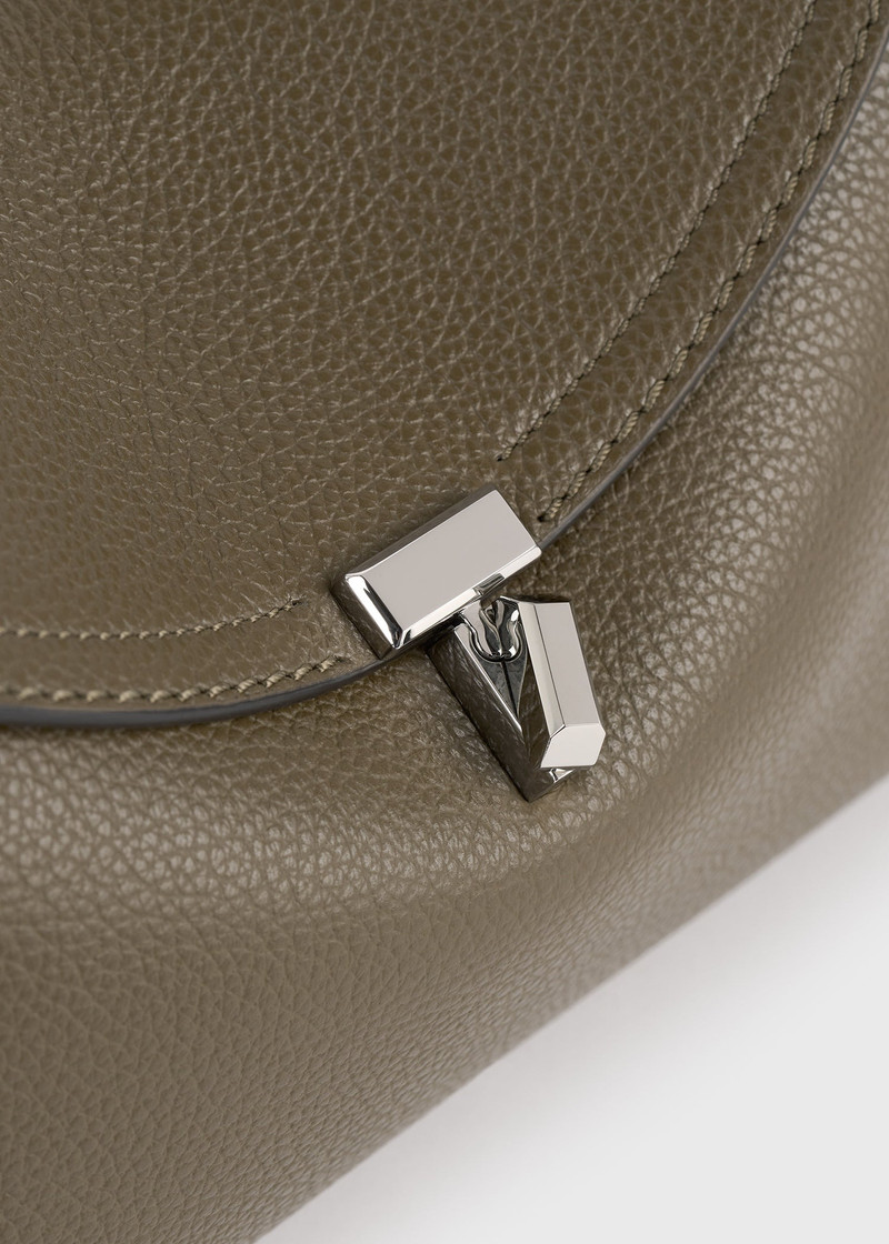 T-lock grained-leather clutch dark taupe 5