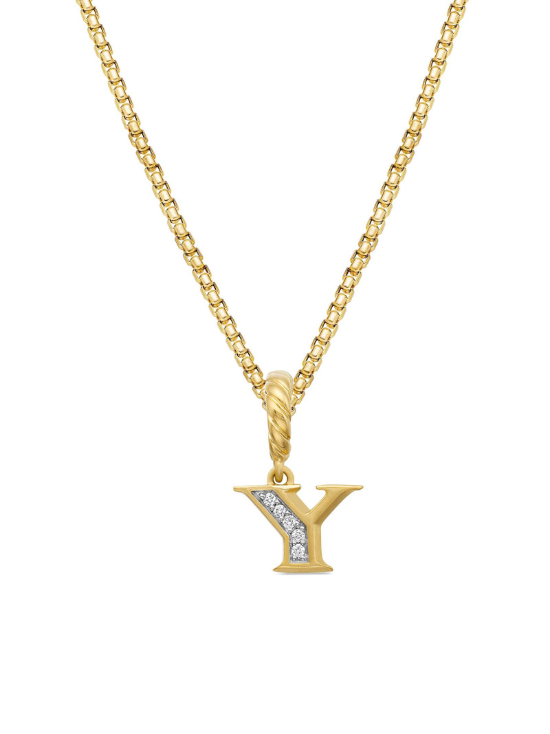 Women's Pavé Initial Pendant in 18K Yellow Gold - Initial Y 1