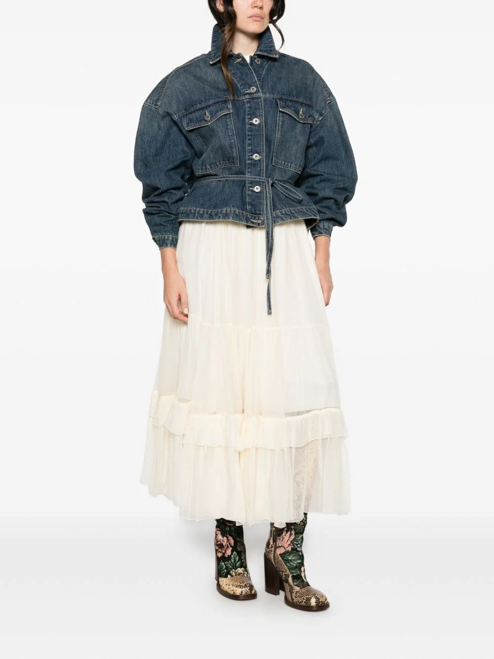 Silk long skirt - 1