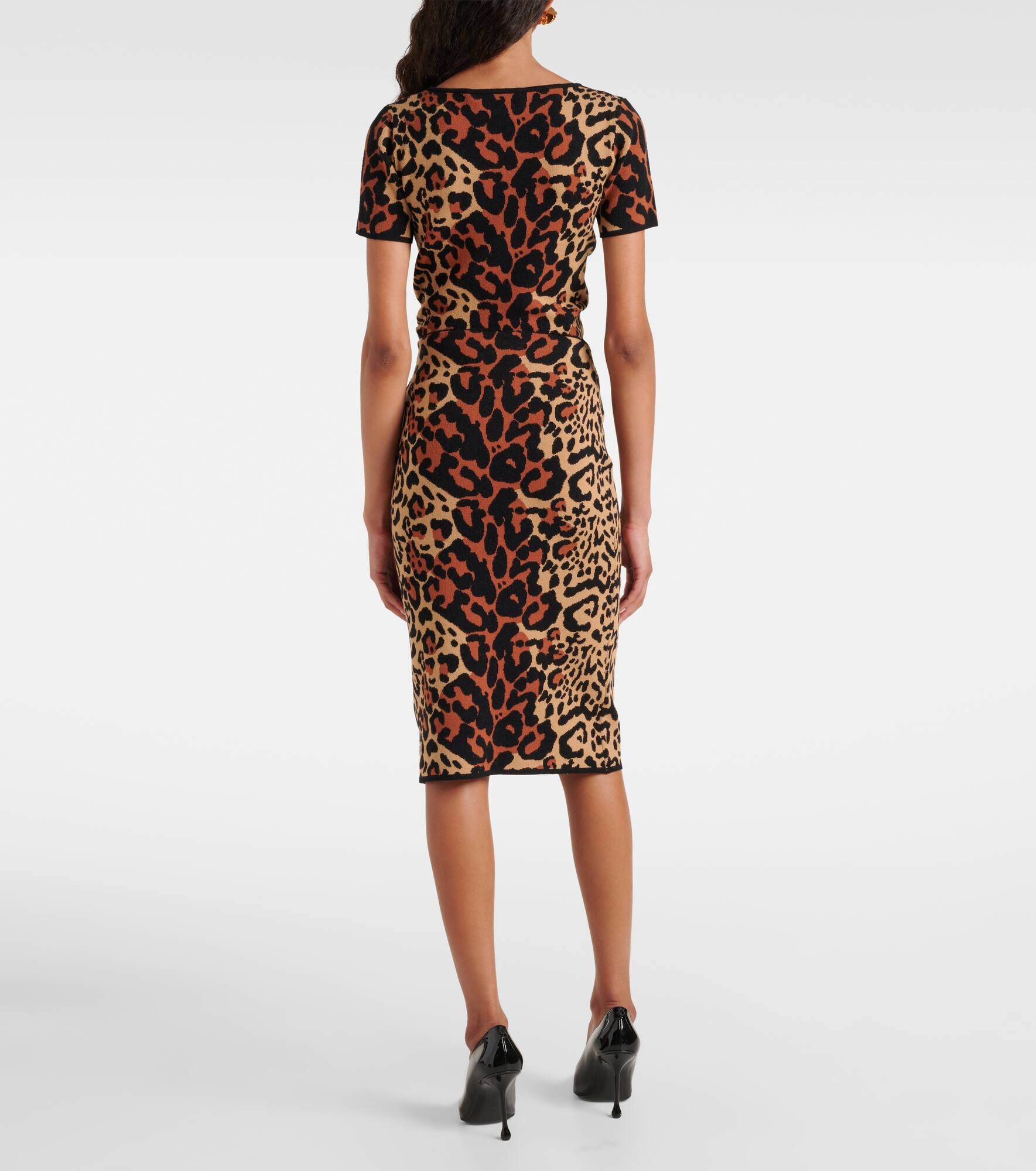 Leo leopard-print jacquard pencil skirt - 3