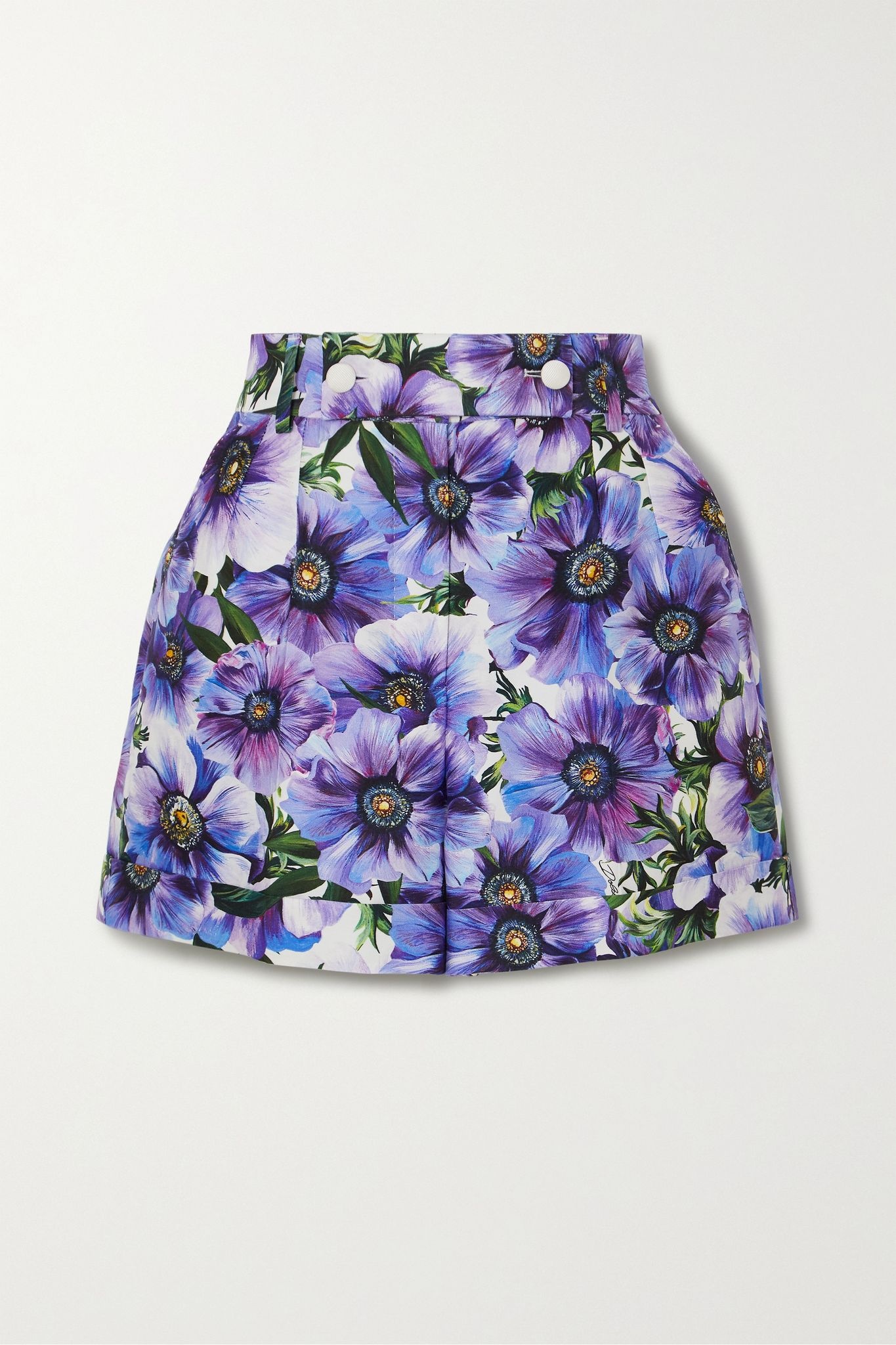 Floral-print cotton and silk-blend twill shorts - 1