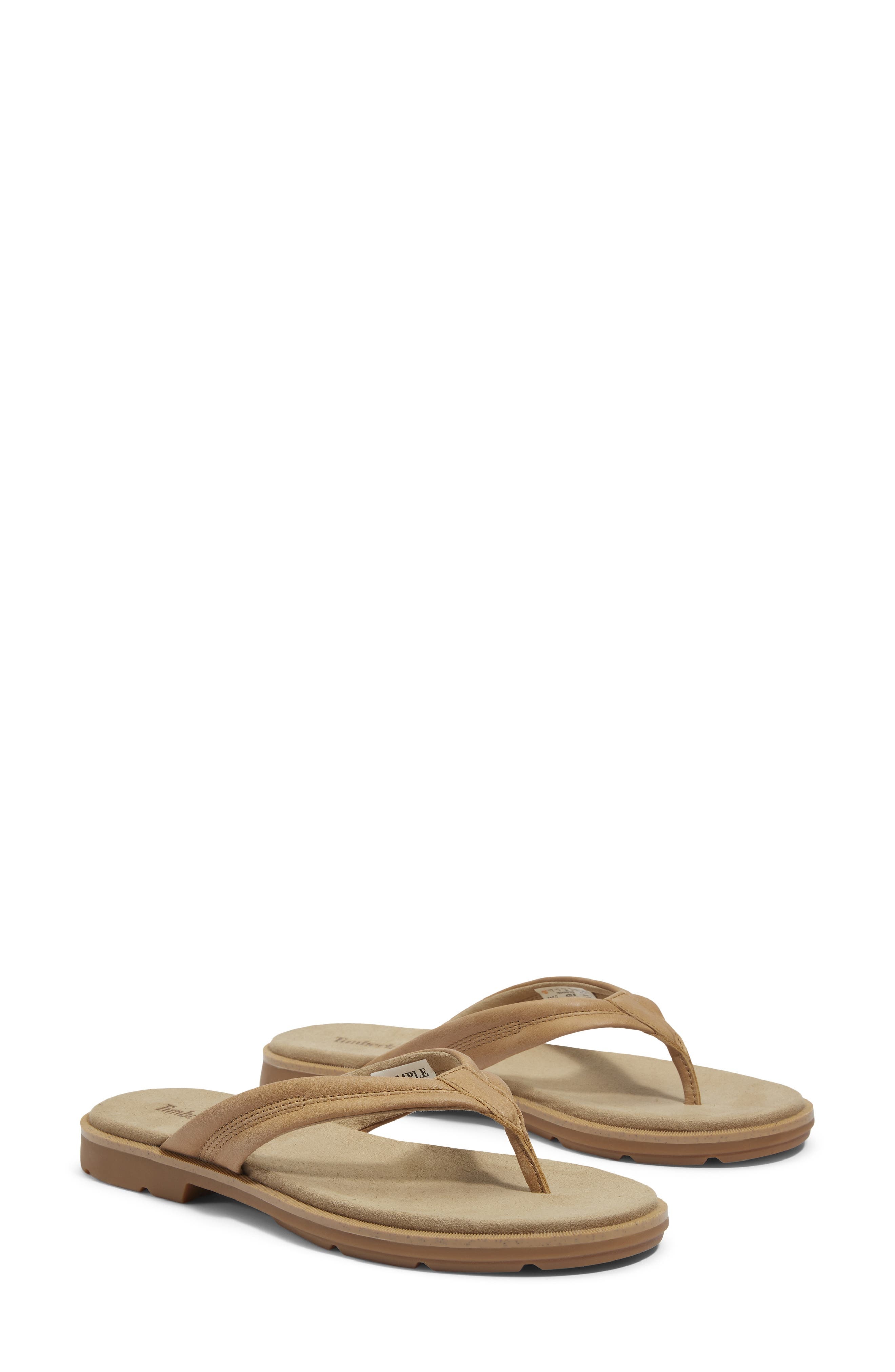 Timberland Calista Bay Flip Flop in Medium Beige Full Grain at Nordstrom - 6