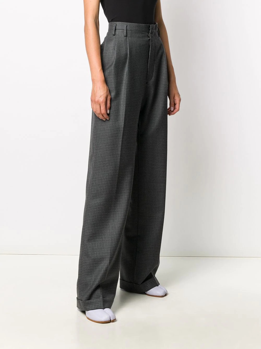 wide-legged check trousers - 3