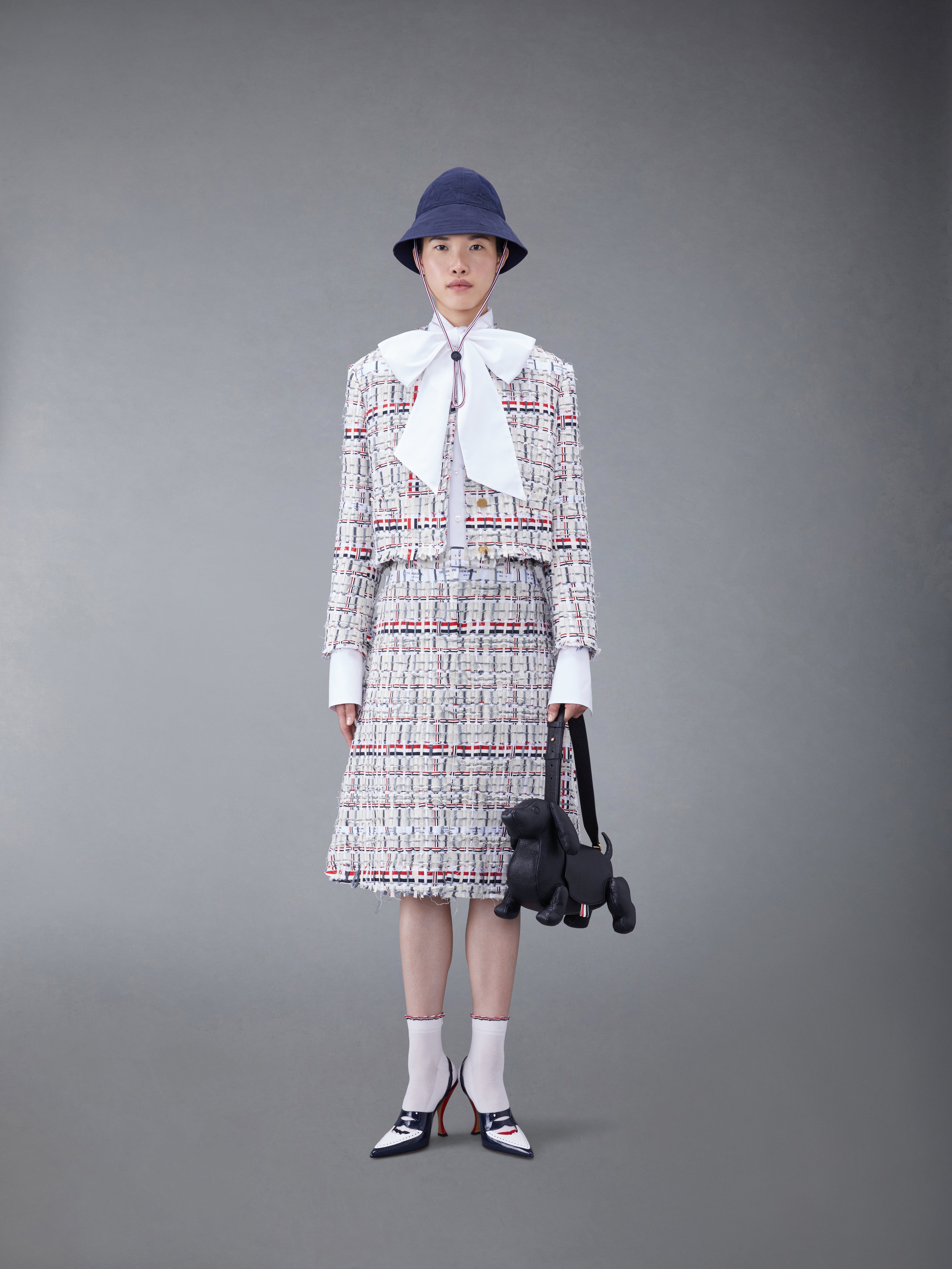DECONSTRUCTED TWEED BOX PLEAT CARDIGAN JACKET - 4