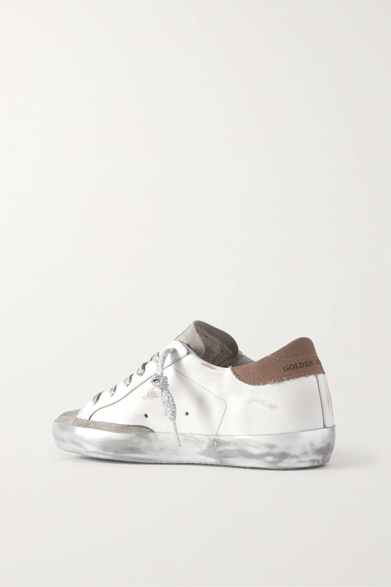 Superstar distressed suede and canvas-trimmed leather sneakers - 3