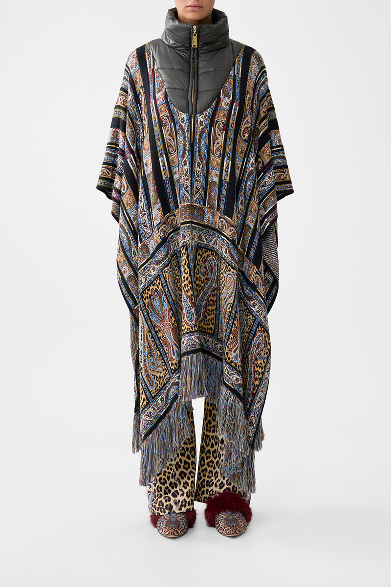 CAMILLA QUILTED COLLAR KNIT PONCHO outlook