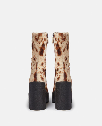 Stella McCartney Skyla Appaloosa Print Velvet Chunky Platform Ankle Boots outlook